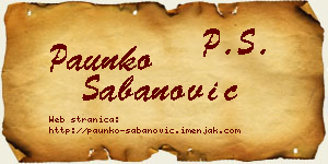 Paunko Šabanović vizit kartica